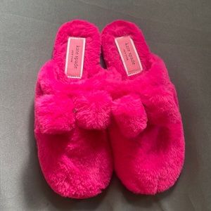 Kate Spade fuzzy bow slippers